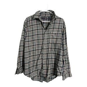 Mens Grunge Flannel Shirt Button Down Distressed Gorpcore Utility Arrow Large